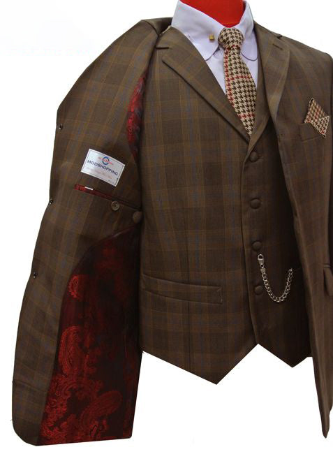 Men's Plaid Check 3 Piece Suit
