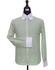 Mint Green & White Stripe Penny Pin Collar Shirt
