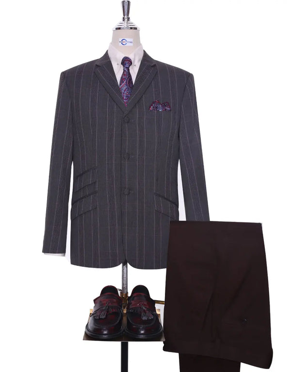 Mod Jacket - Charcoal Grey Prince Of Wales Check Jacket Modshopping Clothing