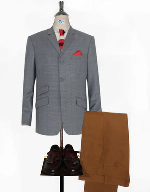 Mod Jacket - Grey Prince Of Wales Check Jacket Modshopping Clothing