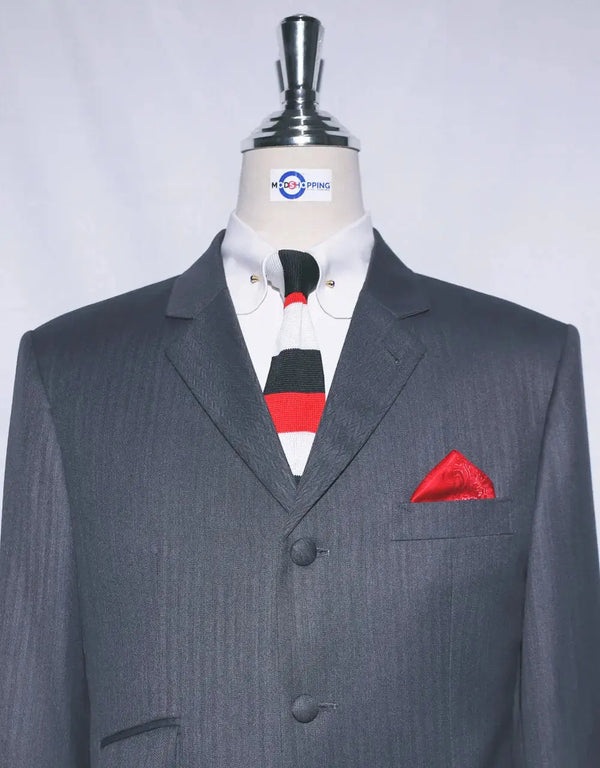 Mod Suit | 60s Mod Fashion Essential Grey Herringbone Suit Modshopping Clothing