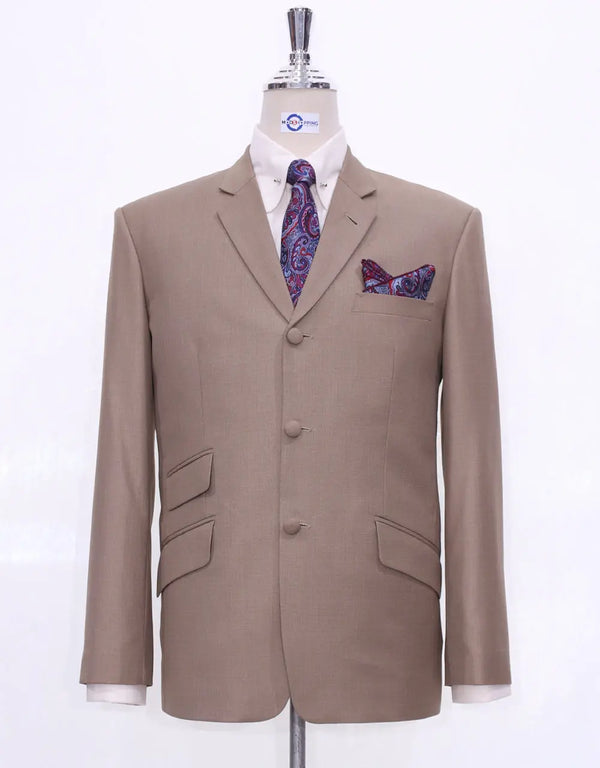 Mod Suit - 60s Mod Style Pale Brown Suit Modshopping Clothing