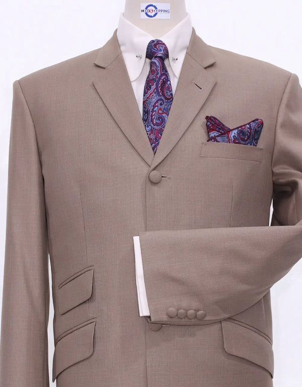 Mod Suit - 60s Mod Style Pale Brown Suit Modshopping Clothing