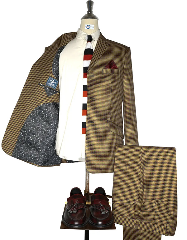 Mod Suit - Brown and Black Houndstooth Suit Modshopping Clothing