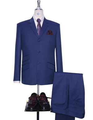Mod Suit - Midnight Blue Herringbone Suit Modshopping Clothing