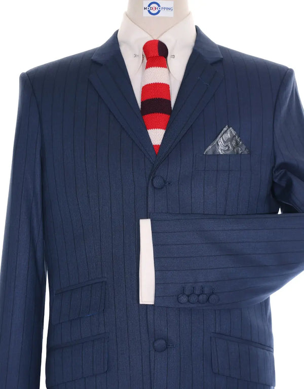 Mod Suit - Navy Blue Striped Suit Modshopping Clothing