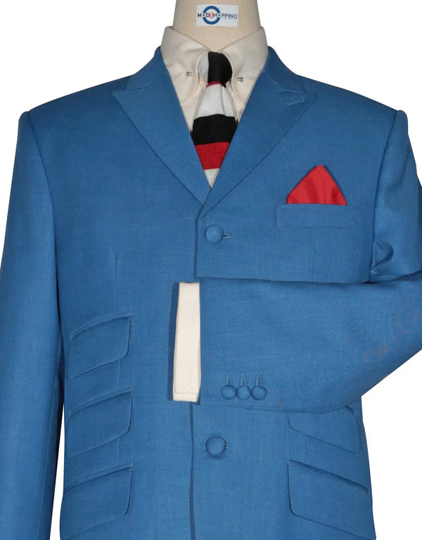 Mod Suit - Sky Blue Shark Skin Suit Modshopping Clothing