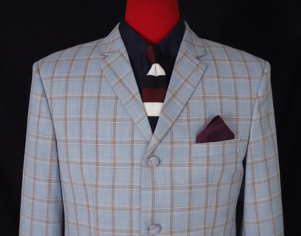 Mod Suit - Sky Windowpane Check Suit Modshopping Clothing