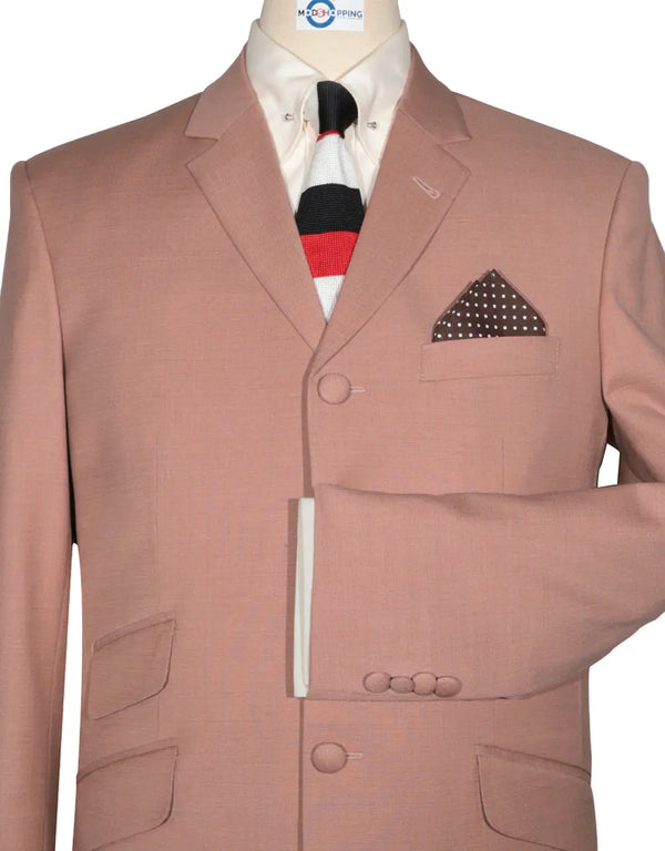 Mod Suit - Vintage Style Salmon Pink Suit Modshopping Clothing