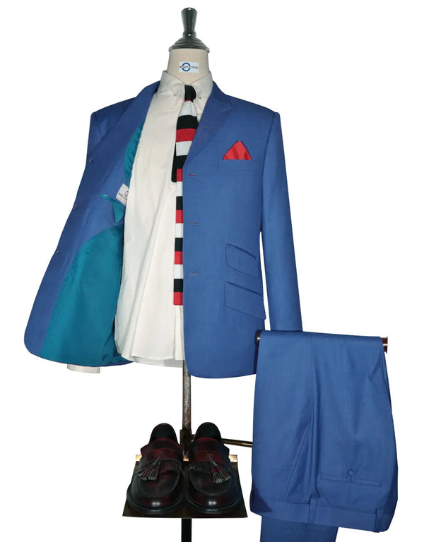 Mod Suit - 60s Vintage Style Midnight Blue Shark Skin Suit Modshopping Clothing