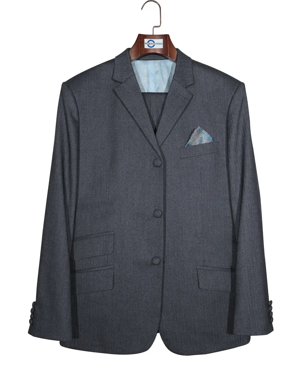 Mod Suit - Brown Grey Herringbone Tweed Suit 1-2 Pockets Modshopping Clothing
