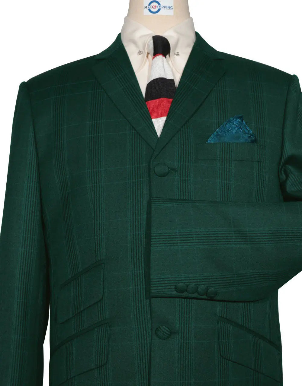 Mod Suit - Olive Green Prince Of Wales Check Suit Modshopping Clothing