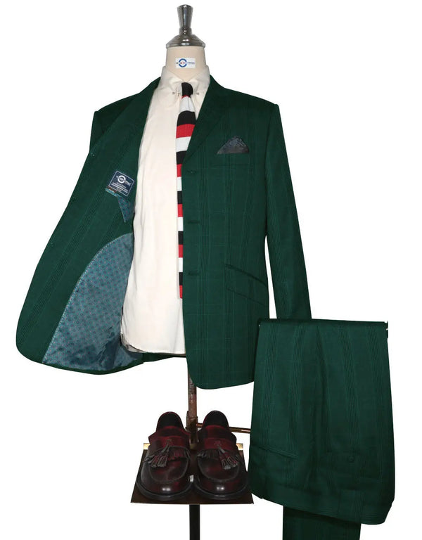 Mod Suit - Olive Green Prince Of Wales Check Suit Modshopping Clothing