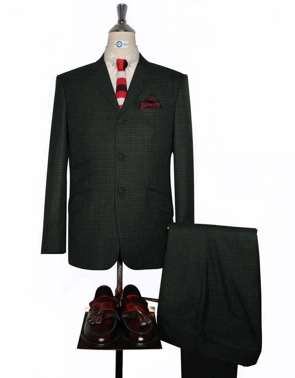 Green Mod Suits Mod Suit - Green, Burgundy and Black Goldhawk Suit – Mod Shopping Ltd ...