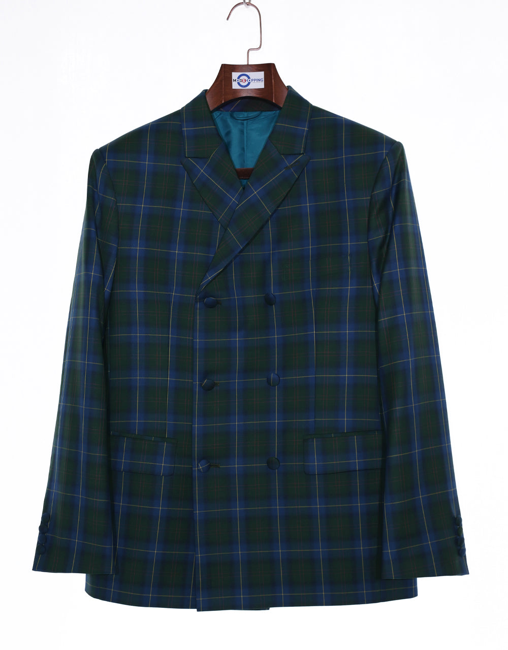 Multi Color Windownpane Check Double Brested