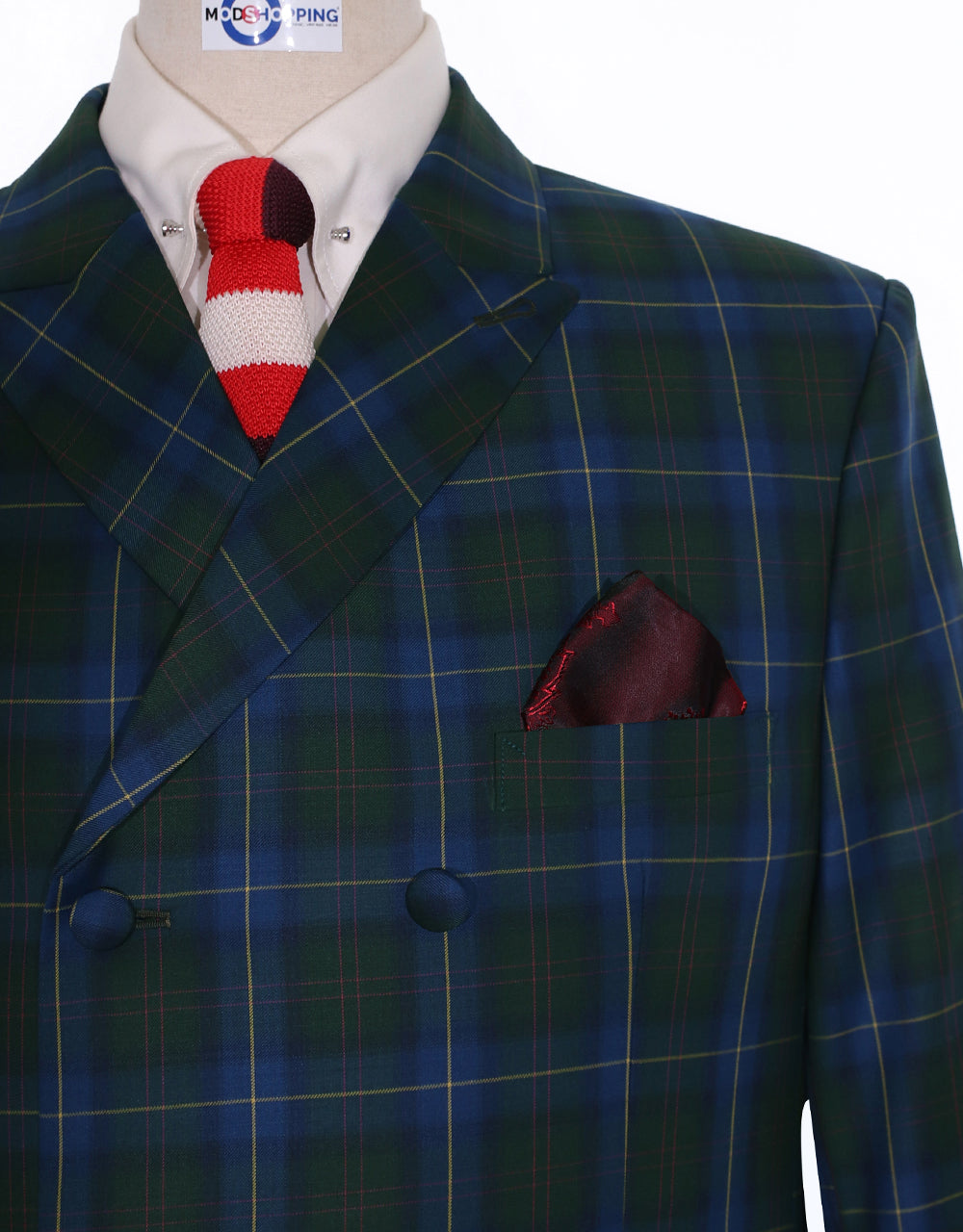 Multi Color Windownpane Check Double Brested