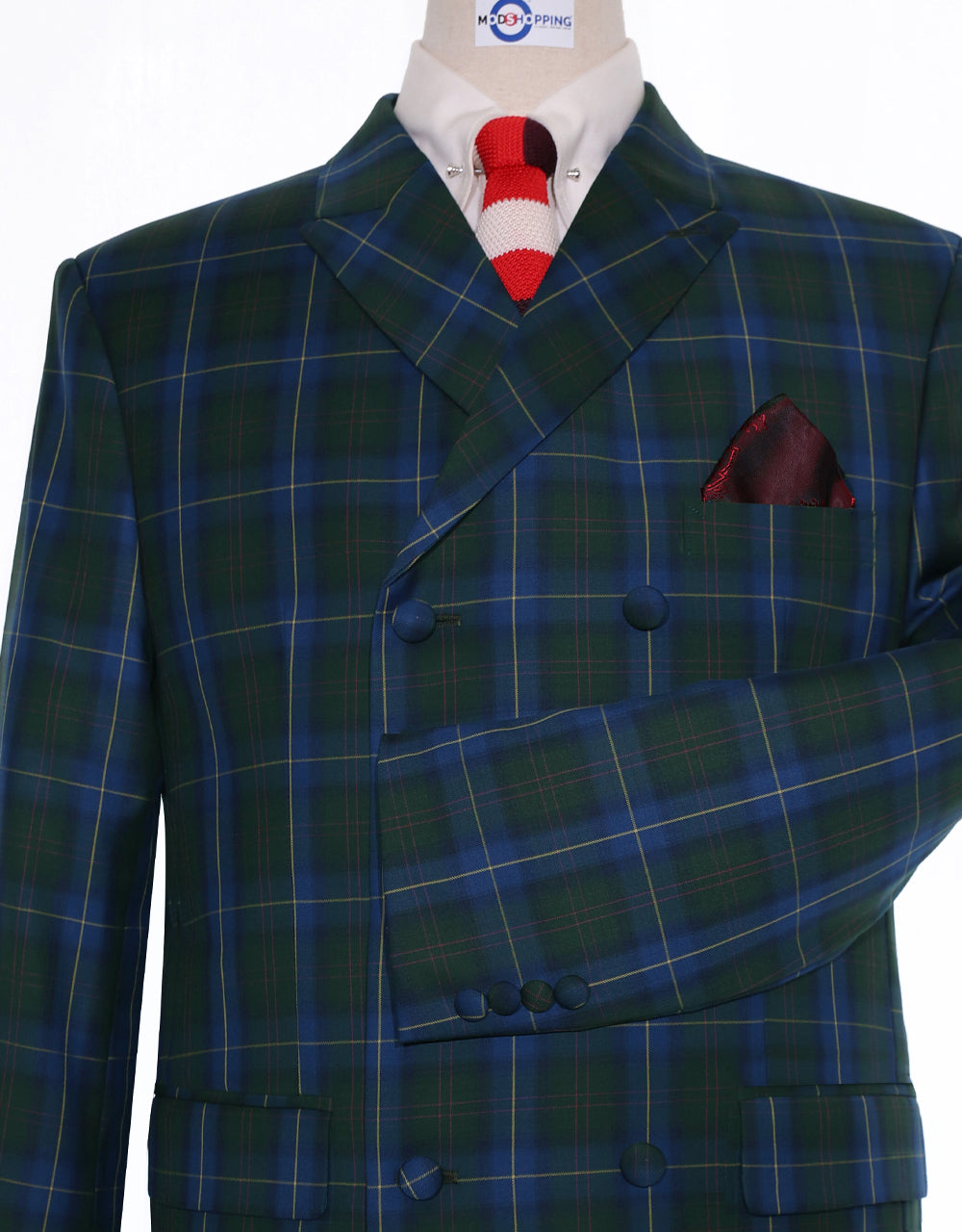 Multi Color Windownpane Check Double Brested