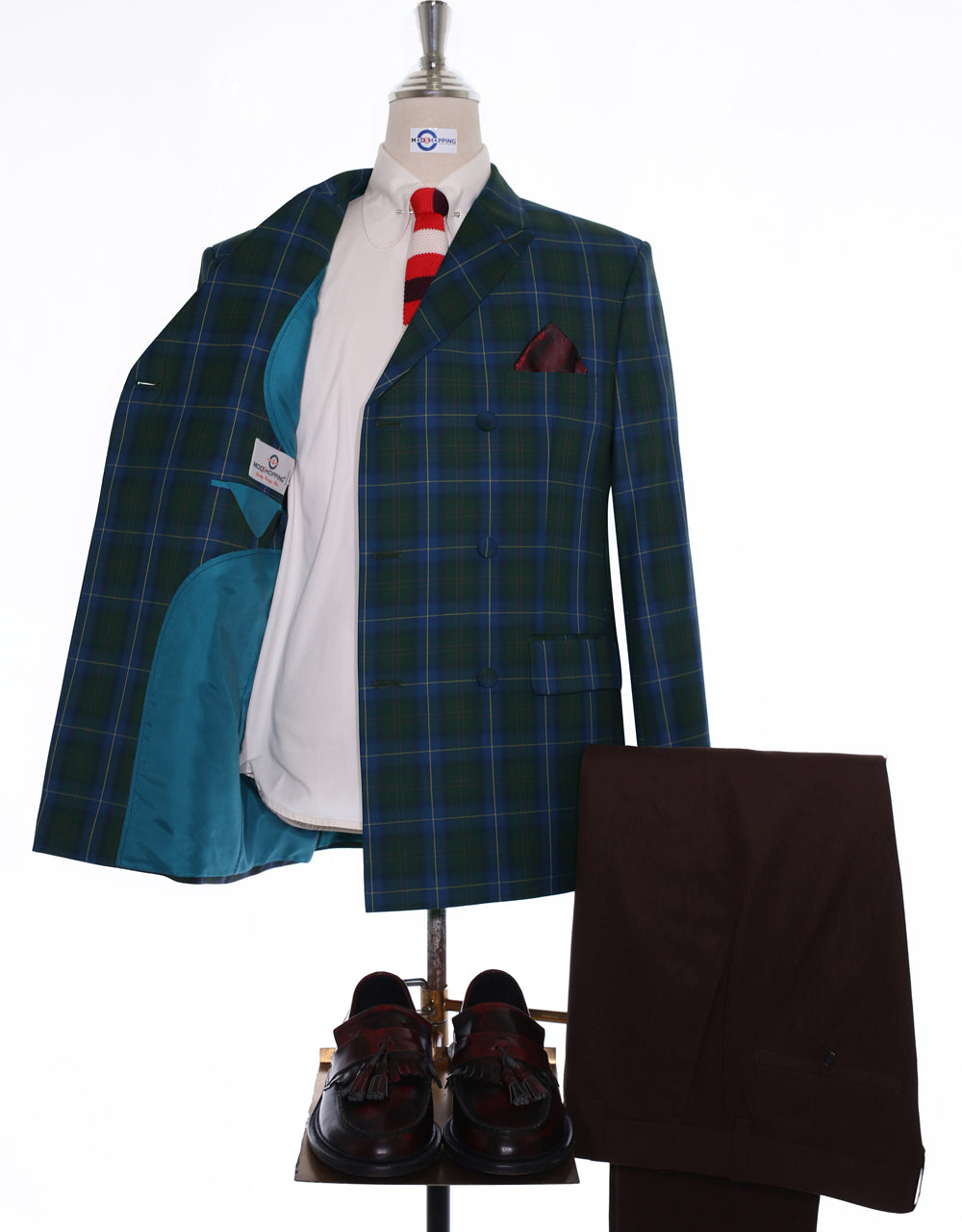 Multi Color Windownpane Check Double Brested