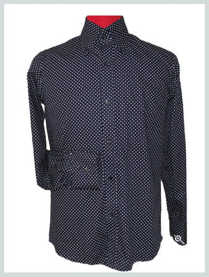 Navy Blue Polka Dot Shirt For Men Modshopping Clothing