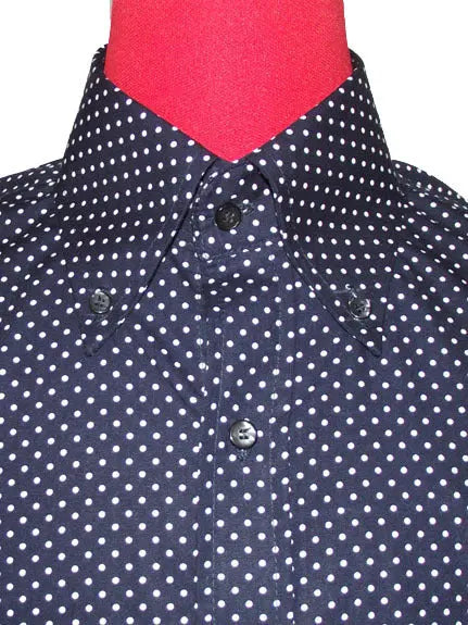 Navy Blue Polka Dot Shirt For Men Modshopping Clothing