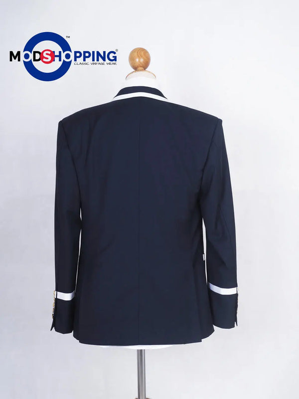 Navy Blue and White Trim Jacket For Men Modshopping Clothing