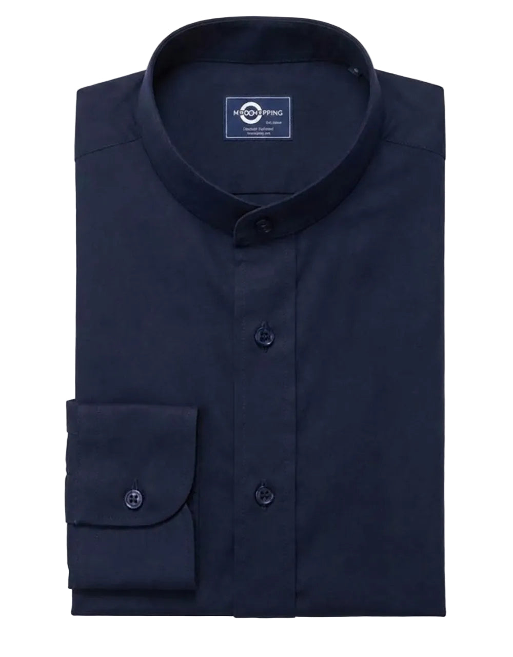 Navy Blue Mandarin Collar Shirt