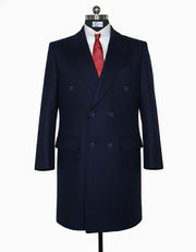 Tailored Navy Blue Double Breasted Long Coat