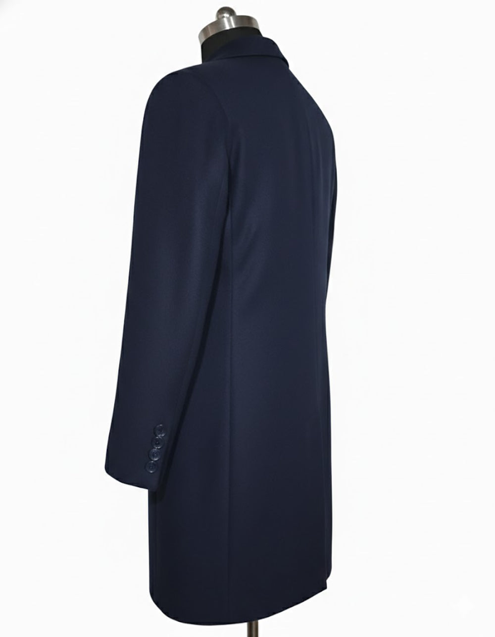 Tailored Navy Blue Double Breasted Long Coat