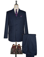 Navy Blue Glen Plaid Check Suit