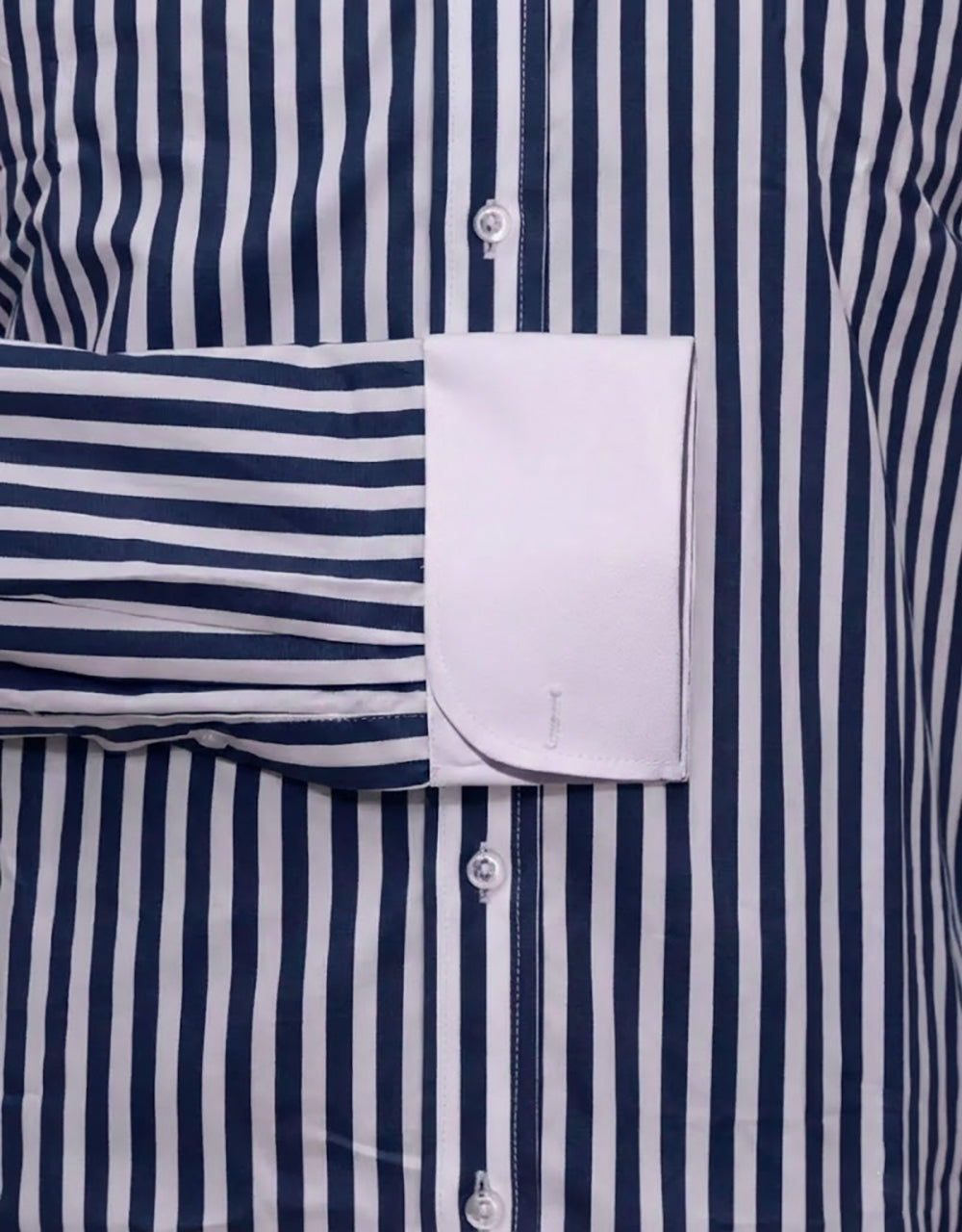 Navy Blue & White Stripe Penny Pin Collar Shirt