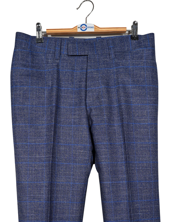 Linen Suit - Navy Blue Prince of Wales Check Suit