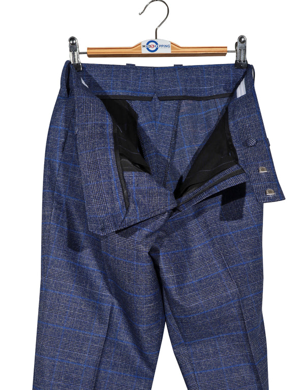 Linen Suit - Navy Blue Prince of Wales Check Suit