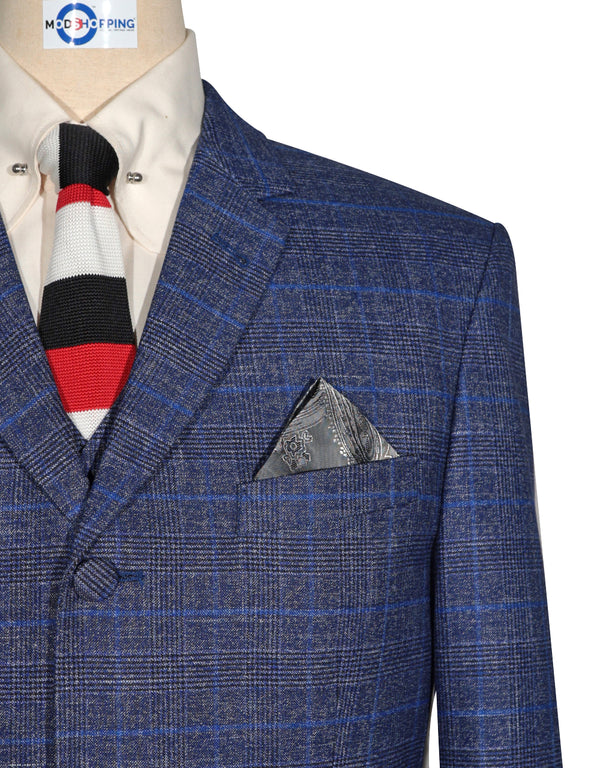 Linen Suit - Navy Blue Prince of Wales Check Suit