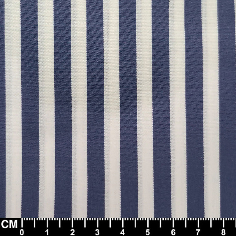 Navy Blue & White Striped Penny Pin Collar Shirt