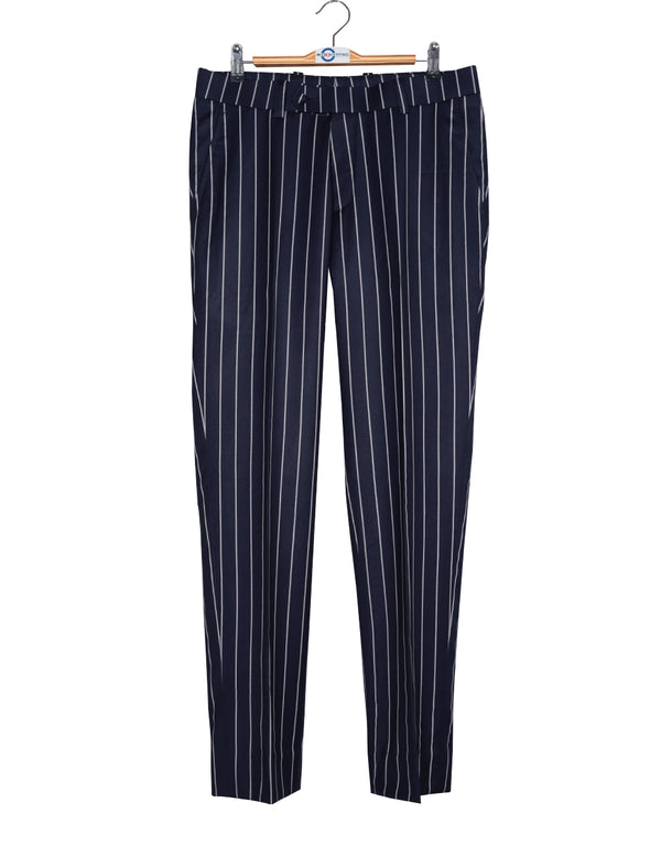 Stripe Suit - Navy Blue and White Stripe Suit