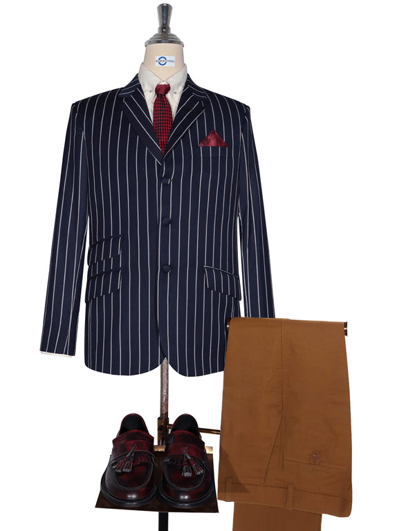 Boating Blazer - Navy Blue and White Stripe Blazer