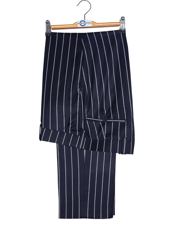 Stripe Suit - Navy Blue and White Stripe Suit