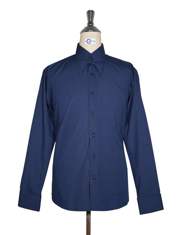 Tab Collar Shirt | Navy Blue Tab Collar Shirt