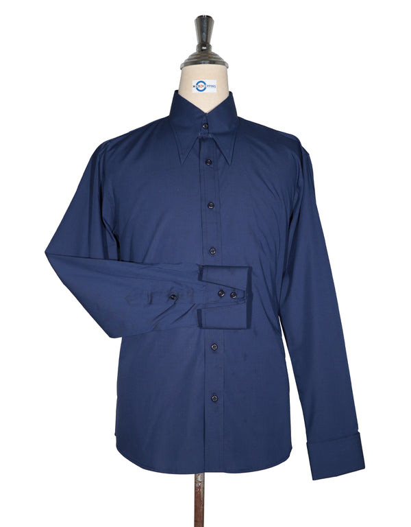 Tab Collar Shirt | Navy Blue Tab Collar Shirt