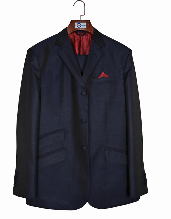 Two Tone Suit - Navy Blue and Black Two Tone Suit