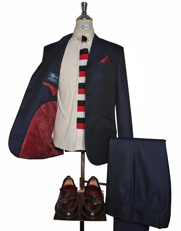 Two Tone Suit - Navy Blue and Black Two Tone Suit