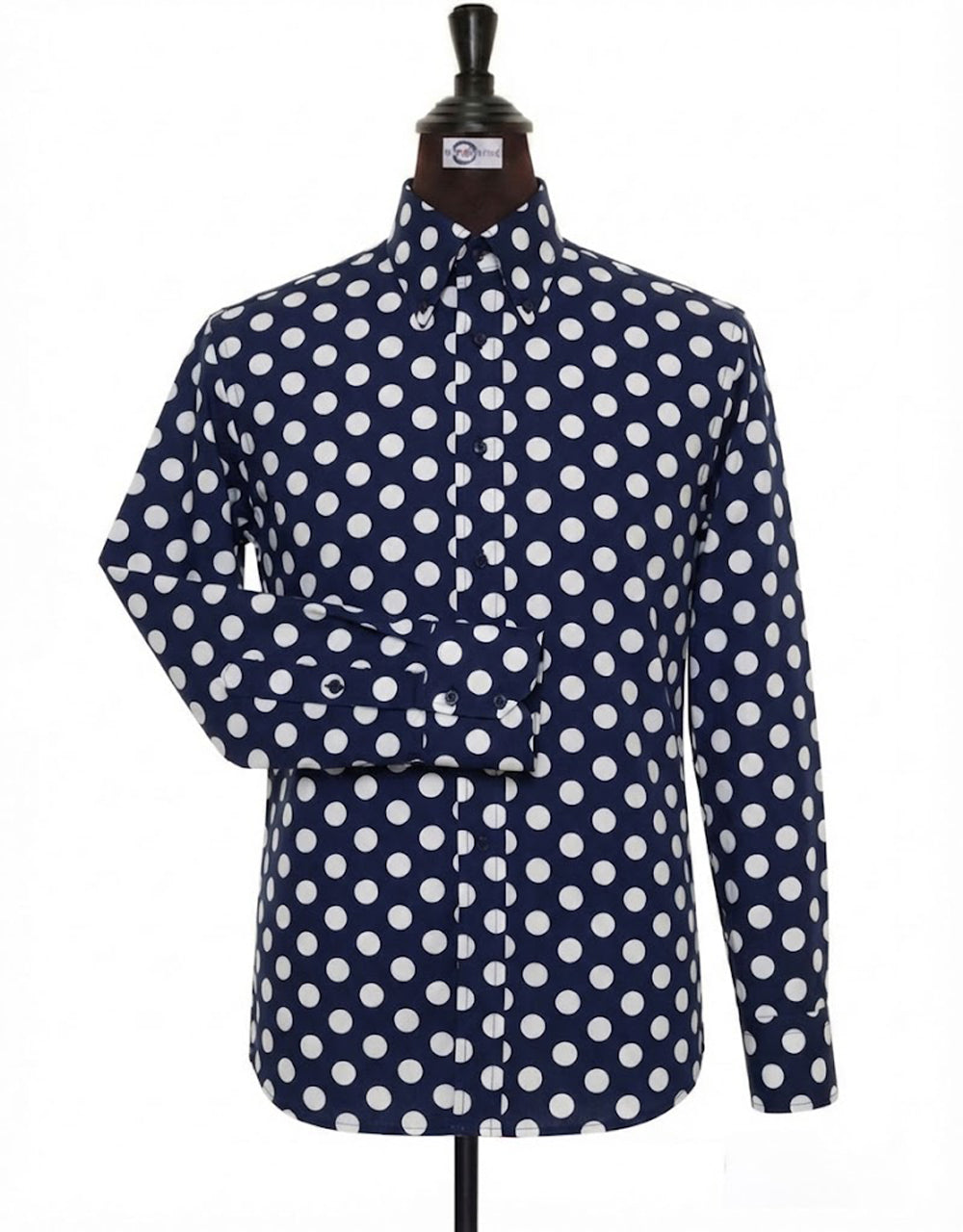 Nav Blue and White Medium Polka Dot Shirt