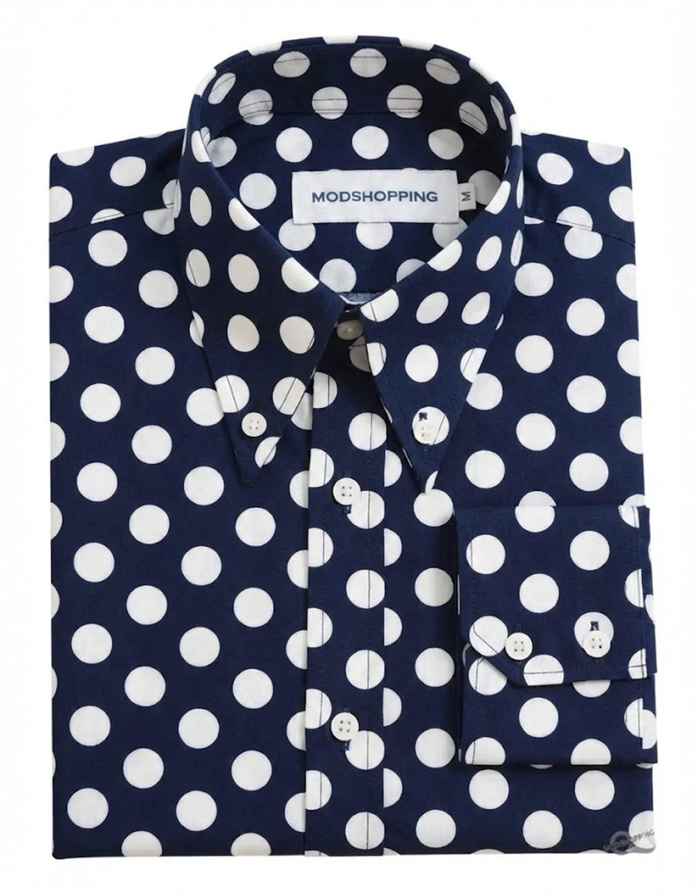 Nav Blue and White Medium Polka Dot Shirt