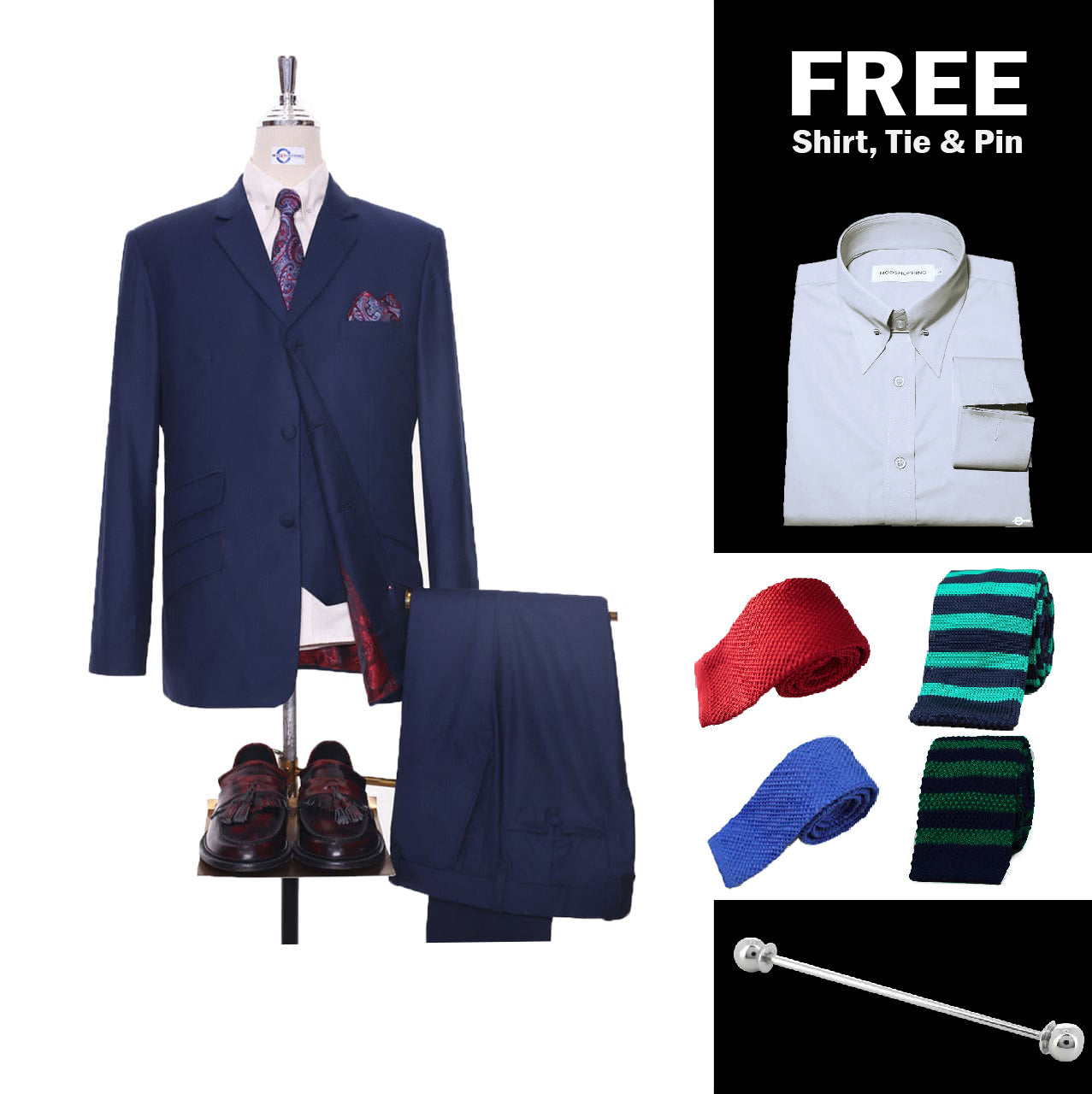 Navy Blue 3 Piece Suit Packet 