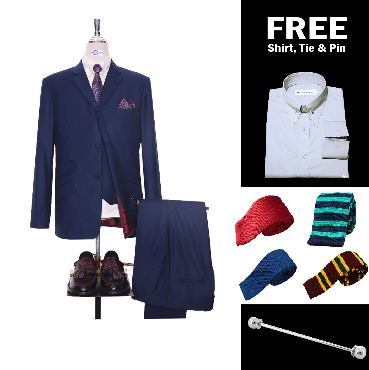 Navy Blue 3 Piece Suit Packet 