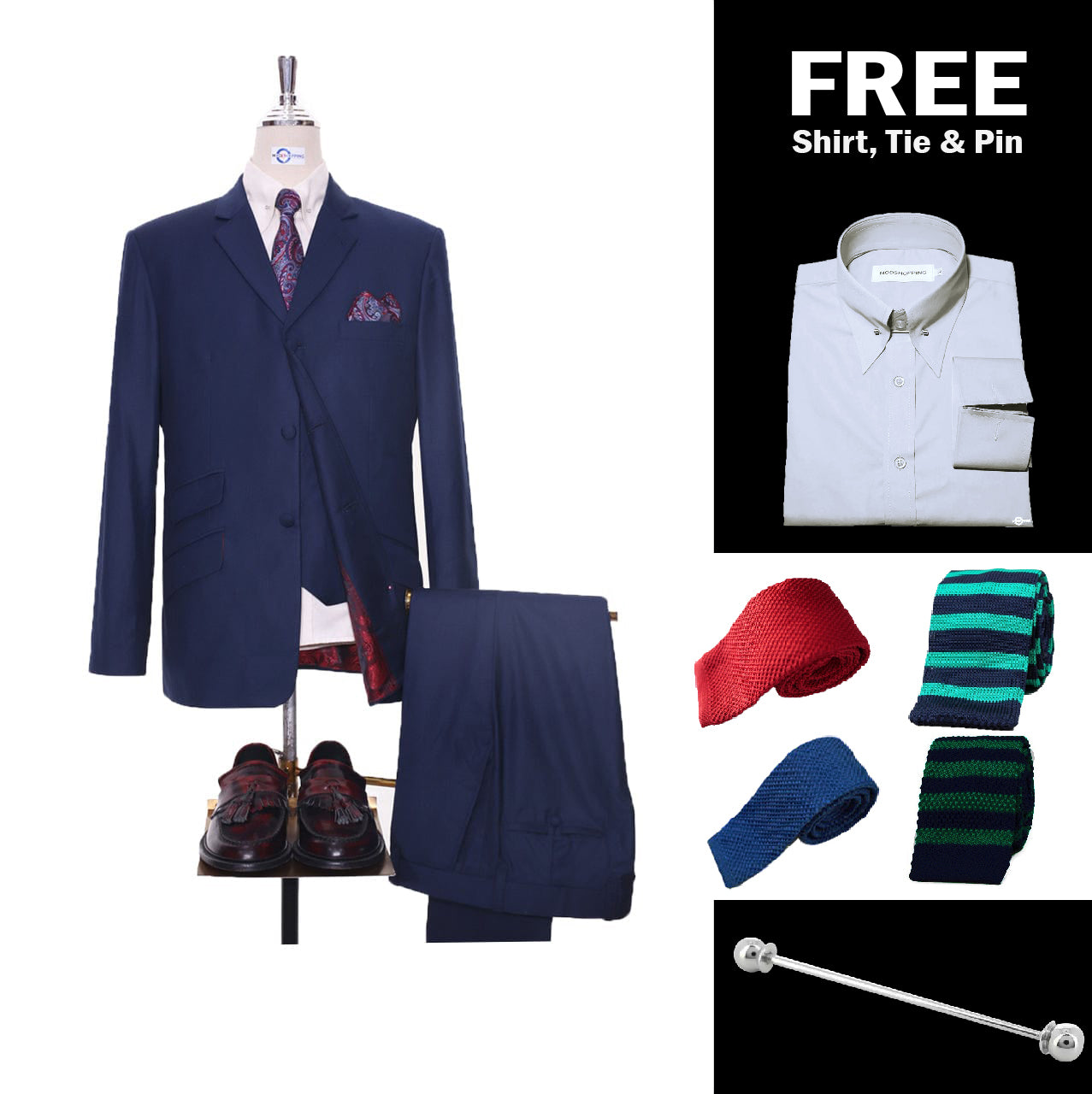 Suit Deals | Buy 1 Navy Blue Suit  Get Free 3 Products