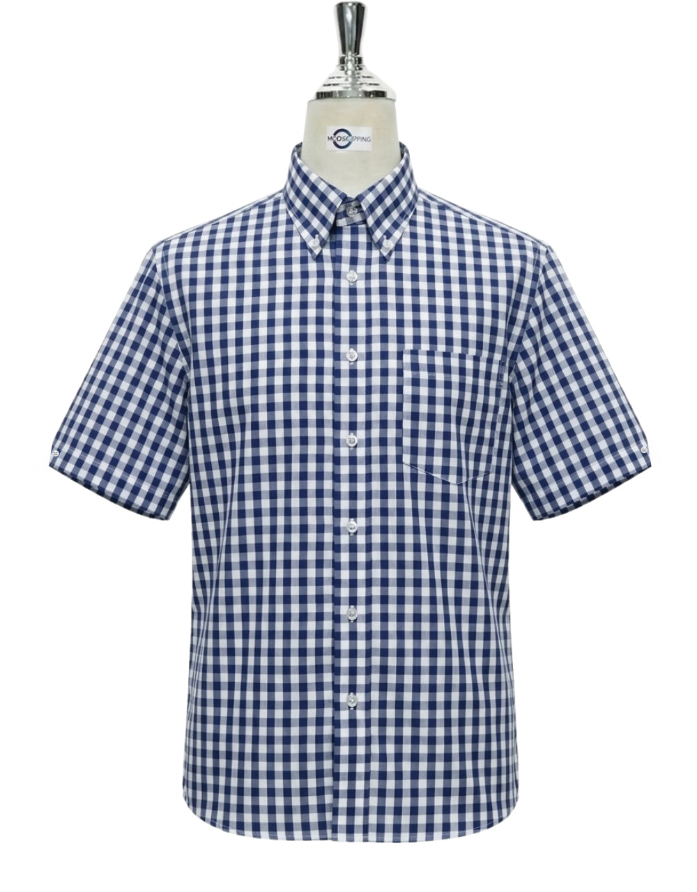Navy Blue Check Short Sleeve Shirt