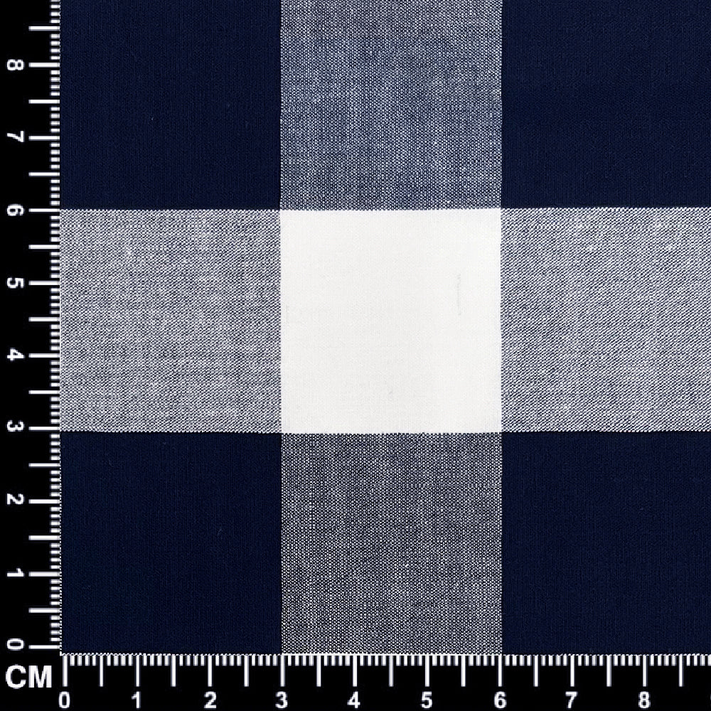 Navy Blue Gingham Check Fabric