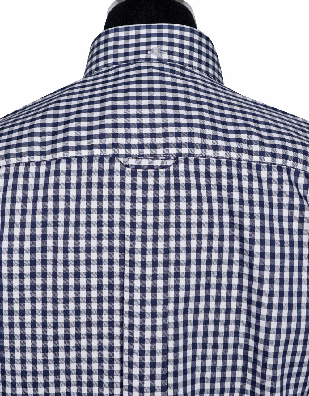 Navy Blue Gingham Check Button Down Shirt
