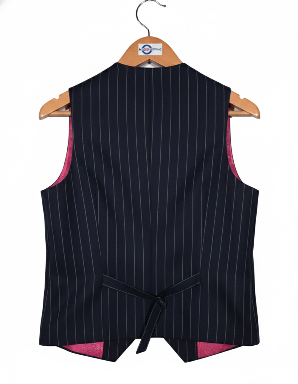 Dark Navy Blue and Light Grey Stripe 3 Piece Suit